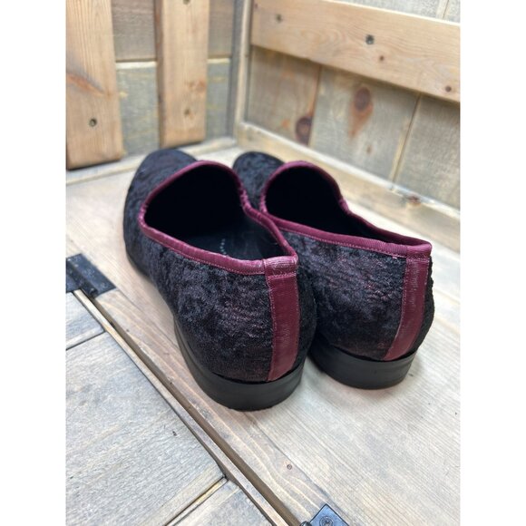 Stacy Adams Mens US10.5 Shoes Red Burgundy Velour Smoking Loafers Sultan 25278 main image 5
